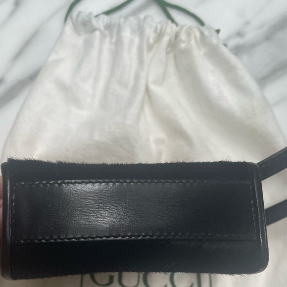 GUCCI VINTAGE COLLECTIBLE MINI BLACK CALF HAIR & LEATHER PURSE - Picture 9 of 16